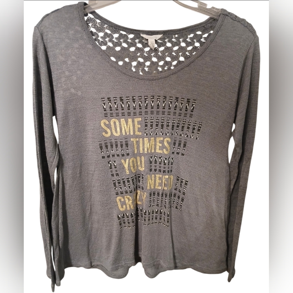Aèropostale Women's Gray Long Sleeve Graphic Sweater Size S/P